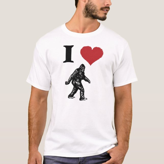 I LOVE SASQUATCH BIGFOOT T SHIRT (Front)