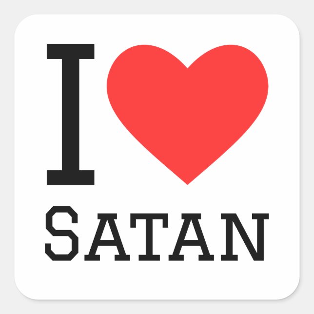 I love satan square sticker (Front)