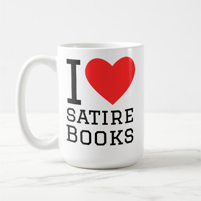 I love satire books coffee mug (Left)