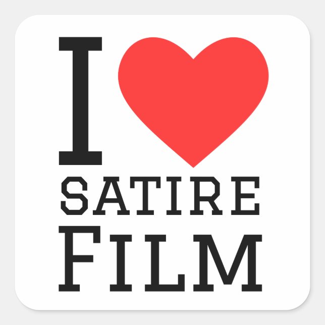 I love satire film  square sticker (Front)