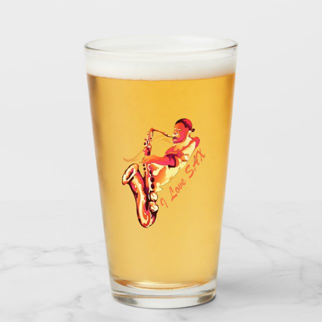 I Love Sax Glass (Front Filled)