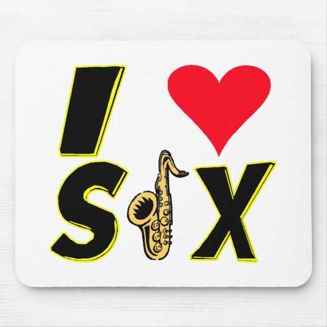 I Love Sax Mouse Mat (Front)