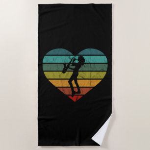 I Love Saxophone And Saxophonist Beach Towel