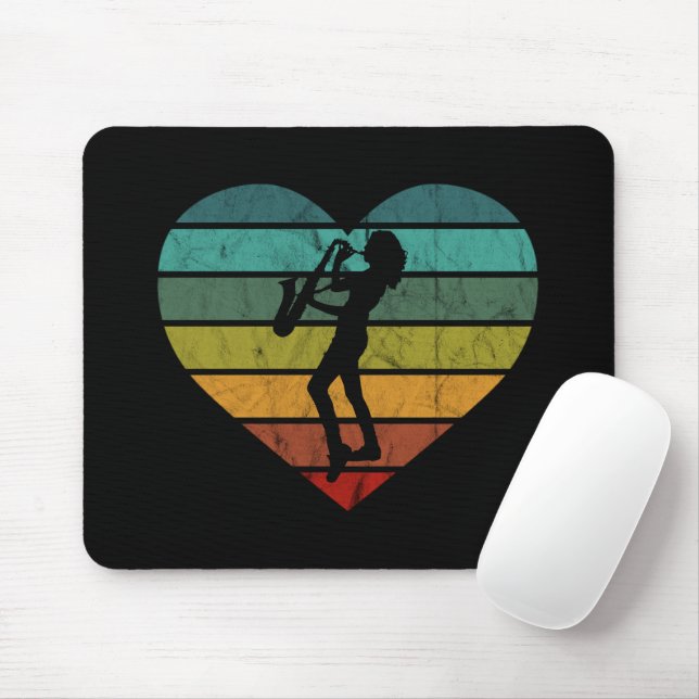 I Love Saxophone And Saxophonist Mouse Mat (With Mouse)