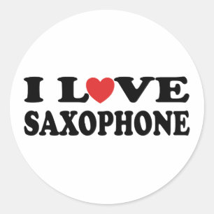 I Love Saxophone Classic Round Sticker