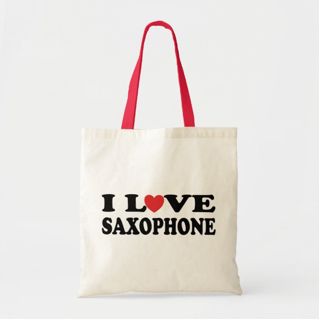 I Love Saxophone Tote Bag (Front)