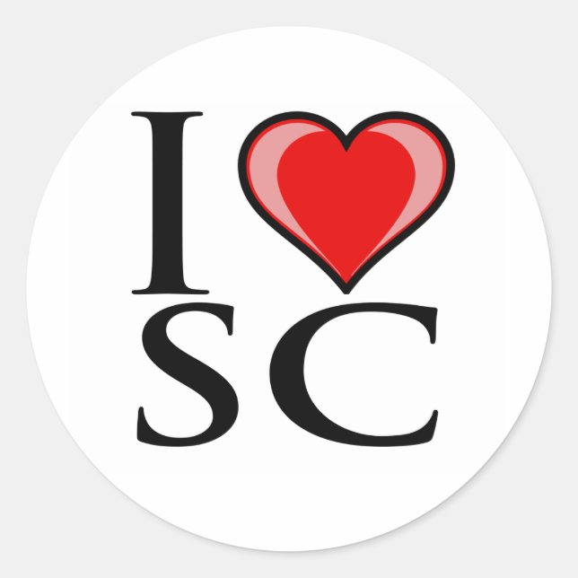 I Love SC - South Carolina Classic Round Sticker (Front)