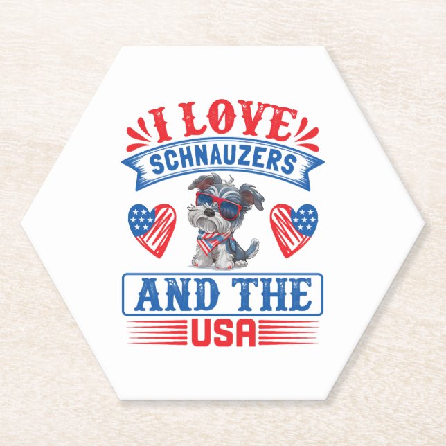 I love Schnauzers and the USA Paper Coaster (Front)