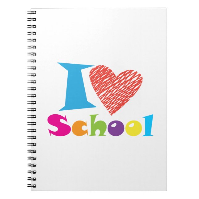 I Love School. Back To School. Cartoon Cute Heart Notebook (Front)
