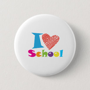 I Love School. Back To School. Cartoon Graduation 6 Cm Round Badge