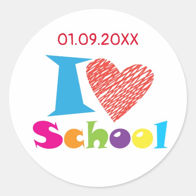 I Love School. Back to School. Cartoon Graduation  Classic Round Sticker (Front)