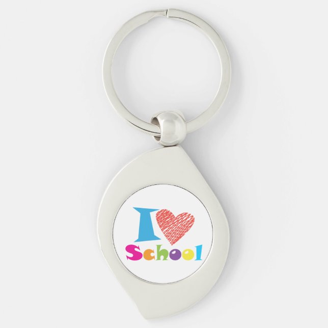 I Love School. Back to School. Cartoon Graduation  Key Ring (Front)