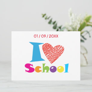 I Love School. Back to School. Cartoon Invitation