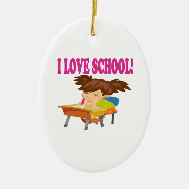 I Love School Ceramic Tree Decoration (Front)