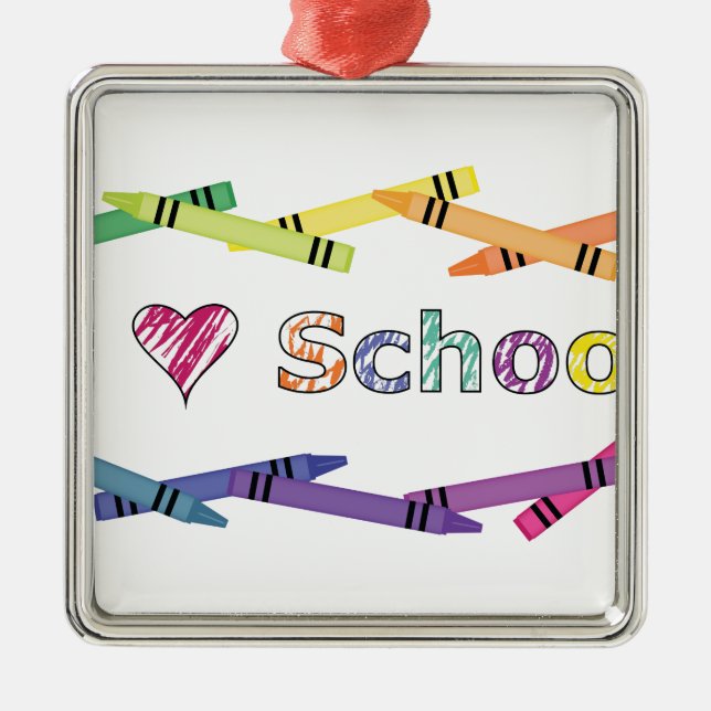 I Love School Metal Tree Decoration (Front)