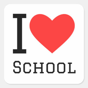I love school square sticker