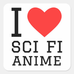 I love sci fi anime square sticker