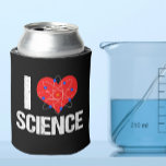 I Love Science Cool Scientist Atom Model Black Can Cooler<br><div class="desc">A cool science teacher can cooler in black that features an awesome I Love Science pattern with a red heart wrapped with an atom model.</div>