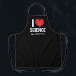 I Love Science Monogram Black Scientist Apron<br><div class="desc">A cool science teacher monogram apron that features an awesome I Love Science pattern with a red heart wrapped with an atom model.</div>