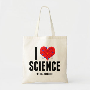 I Love Science Personalised Scientist Atom Model Tote Bag