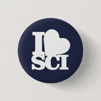 I Love Science pin blue