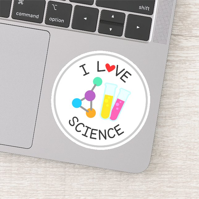 I Love Science School Die Cut Sticker Decal (Detail)
