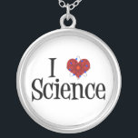 I Love Science Silver Plated Necklace<br><div class="desc">I heart science. A heart with an atom model wrapped around it makes a great gift for a scientist.</div>