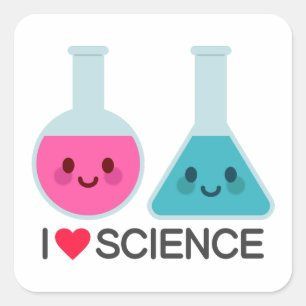 I LOVE SCIENCE SQUARE STICKER