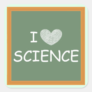I Love Science Square Sticker