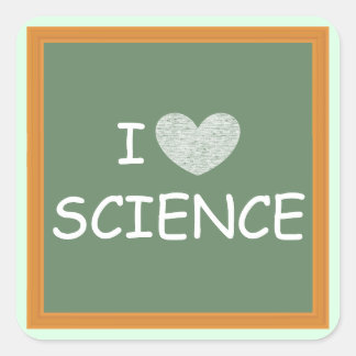 I Love Science Square Sticker
