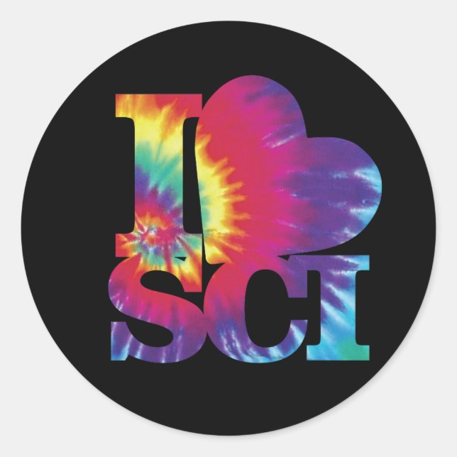 I love Science tie dye stickers (Front)