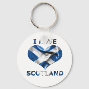I Love Scotland Heart Flag Key Ring