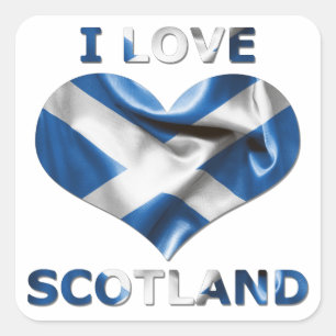 I Love Scotland Heart Flag Square Sticker
