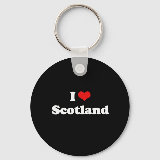I Love Scotland Tshirt Key Ring (Front)