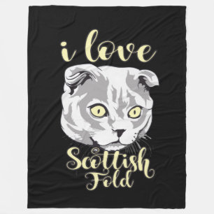 I Love Scottish Fold Fleece Blanket