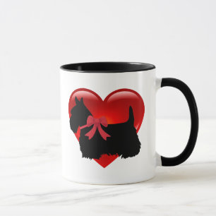 I love, Scottish Terrier, big red heart Mug