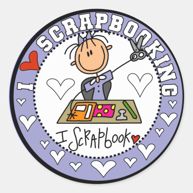 I Love Scrapbooking Tshirts and Gifts Classic Round Sticker (Front)