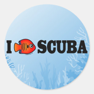 I Love Scuba Classic Round Sticker