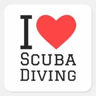 I love scuba diving square sticker
