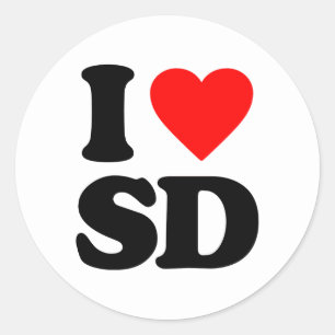 I LOVE SD CLASSIC ROUND STICKER