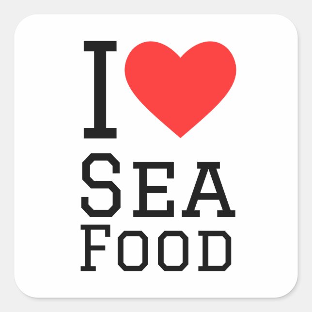 I love sea food square sticker (Front)