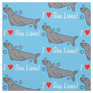 I Love Sea Lions! Fabric
