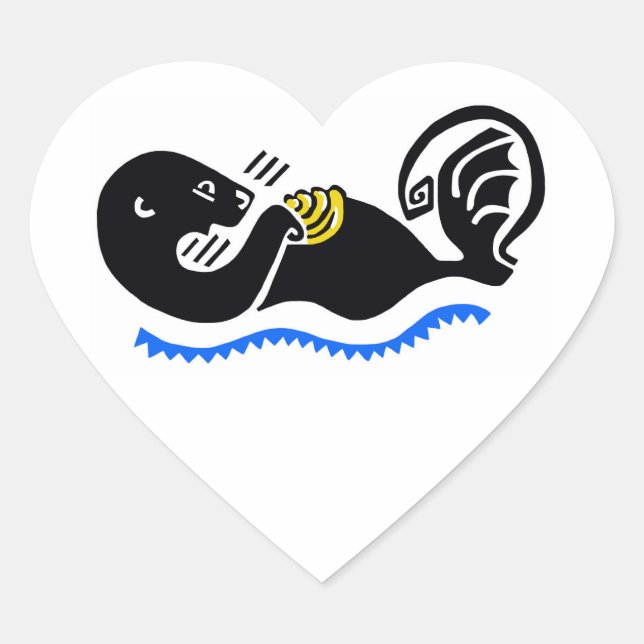 I love Sea OTTERS - Wildlife - Nature - Ocean Heart Sticker (Front)