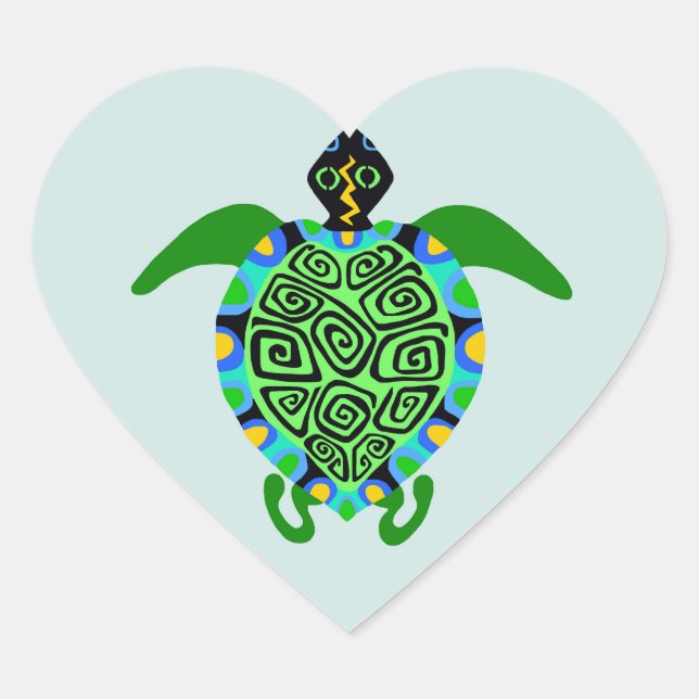  I love Sea TURTLES-  Marine wildlife - Sea spray Heart Sticker (Front)