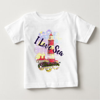 I Love Sea with a Lighthouse and a Shell Baby T-Shirt