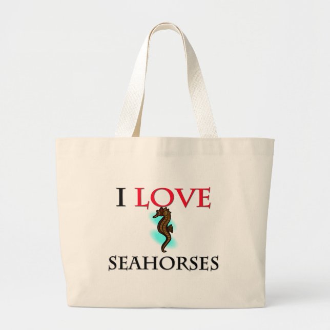 I Love Seahorses Large Tote Bag (Front)