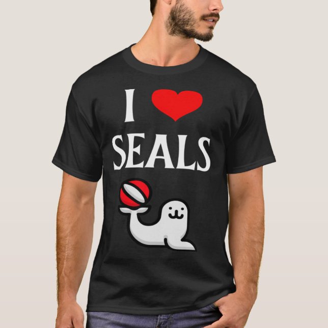 I Love Seals I Heart Seals Seal  Marine Mammal Pin T-Shirt (Front)