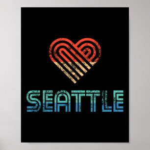 I Love Seattle Distressed Vacation Holiday Gift Te Poster