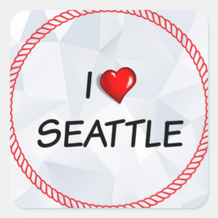I Love Seattle Square Sticker