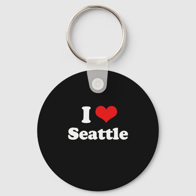 I Love Seattle Tshirt White Tshirt Key Ring (Front)